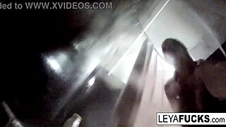 Leya Falcon boldly masturbates with big tits in the shower