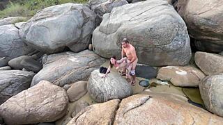 Liberal couple fucks outdoors