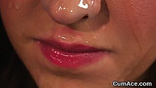 frisky girl gets facial and eats cum