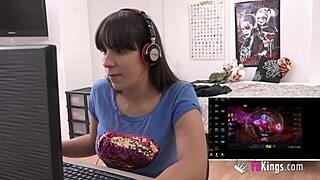 Nefry feels excited as a porn model in her first blowjob scene.