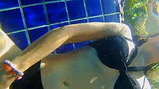 three panties in my pussy and fuck black dildo in a public pool