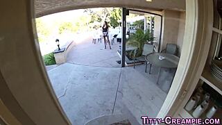 Cougar with huge juggs gets fucked hard in POV. Spunk covers her after wild titty action.