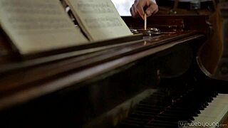 Man, playing piano got this cute babe’s pussy dripping wet!