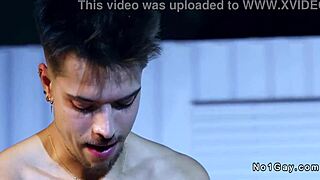 gay anal sex in convertible middle of night with muscular bodybuilder