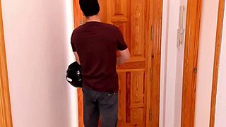 Whoa! Brunette Whore Surprises Pizza Boy with Blowjob and Hot Sex!