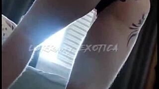 Albina shows off with shorts stuffed in her big ass!