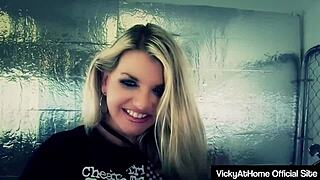 Hot Blonde Vicky Vette Rubs Her Pussy And Gives A Great Titjob