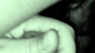 Juicy milf jerks off lover's cock, he cums on her big tits