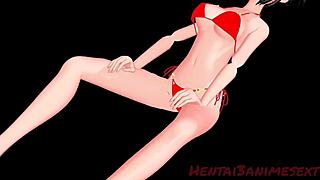 hentai anime sex with favorite mistress in wild dance.