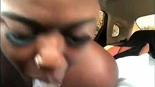 A couple enjoys oral in the Chipotle parking lot.