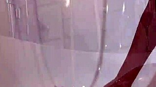 is monika fox teasing her shaved pussy with a pink toy in the bathroom