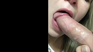 College girl gives handjob and blowjob to cock