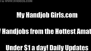 French maid delivers wild handjob in fetish fantasy!