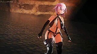 I adore Mashu Kyreilight's big tits in MMD Lupin R18