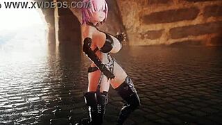 I adore Mashu Kyreilight's big tits in MMD Lupin R18