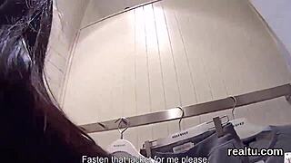 enchanting czech sweetie undresses in mall, gets seduced by monster cock, clothes ripped, asshole fucked hardcore in pov