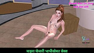 Marathi audio sex story - an animated 3d porn video of a teen 18+ girl sitting on the floor and masturbating using carrot.