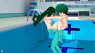 Rumi Usagiyama, Mirko, Tsuyu Asui, Izuku Midoriya in Intense Hentai Sex