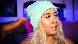 Blonde Babe Teases Boyfriend With Seductive Footjob