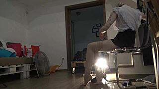 Nerdy Blonde Secretary in Glasses Teases Big Cock to Cum