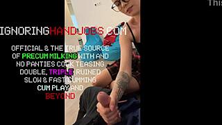 Nerdy Blonde Secretary in Glasses Teases Big Cock to Cum