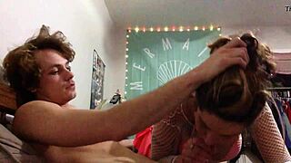perfect blowjob before bending brunette over for deepthroat
