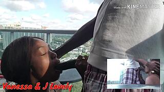 Hot black chick deepthroats big cock for bareback creampie 😍