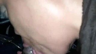 suck dick swallow sloppy in the car with tongue and spitting cum