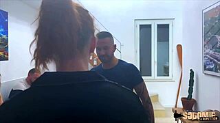 stella une coquine avide de sexe with young european in lingerie threesome