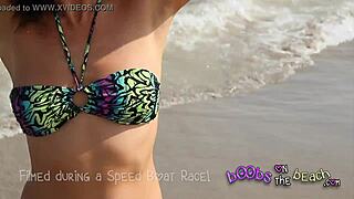 Chatting with horny British teens topless on the beach during vacation