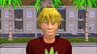 Redhead cutie licks tits in Bonetown vacation comedy