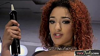 Beautiful girl uses machine on her ass