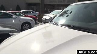 Blonde Teen's Thrilling Car Handjob