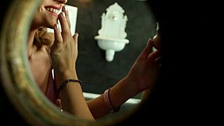 Glam dyke licks wet pussy while drenched in sticky cum.