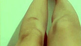 Shy Hottie Shows Off Sexy Legs with Red Pedicure