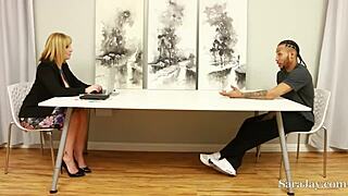 hard work leads to hard cock for busty office milf sara jay getting sticky cum