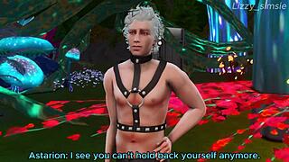 Astarion fingers horny tav, cums inside her in 3d animation.