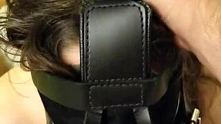 she gives a deepthroat blowjob while wearing a mask