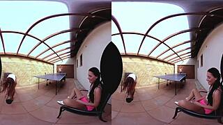 three amazing table tennis pussies