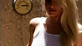 Liz Ashley's retro 2015 shoot with undressing, striptease, and clothes ripped close up 😍
