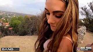 I'm Mackenz Mace, the real teen 18+ with small tits, flashin in public before rough sex at hotel, ridin cowgirl and givin sloppy blowjob close up