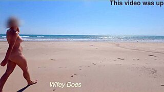 wife strips completely nude at public beach for daring thrill seekers