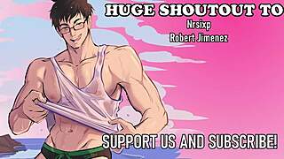 Lumberjack undresses in the forest