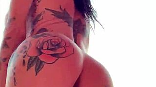 she dances naked in the sauna, showing off her big tits and ass