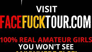 Big tits latina deepthroats cock, swallows cum at party