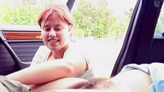 What’s a young redhead BBW doing in that car?