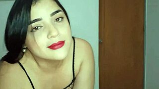 Feeling wild with red lipstick blowjob in close POV