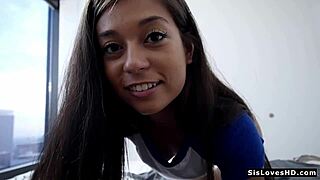 naughty stepsis sucks stepbro's cock half naked 😏