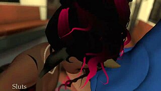 Horny latina woman railed on train in anime hentai style