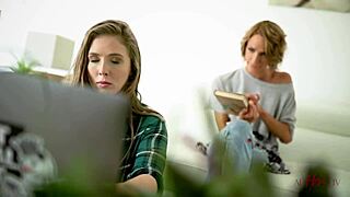 Curvy Lesbian Teasing in Close-Up Action